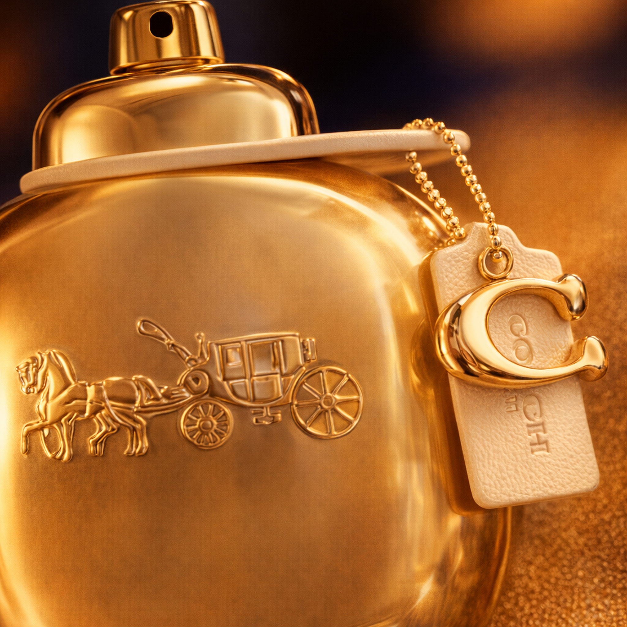 Coach Gold Parfum For Women macro label detail gallery showcase