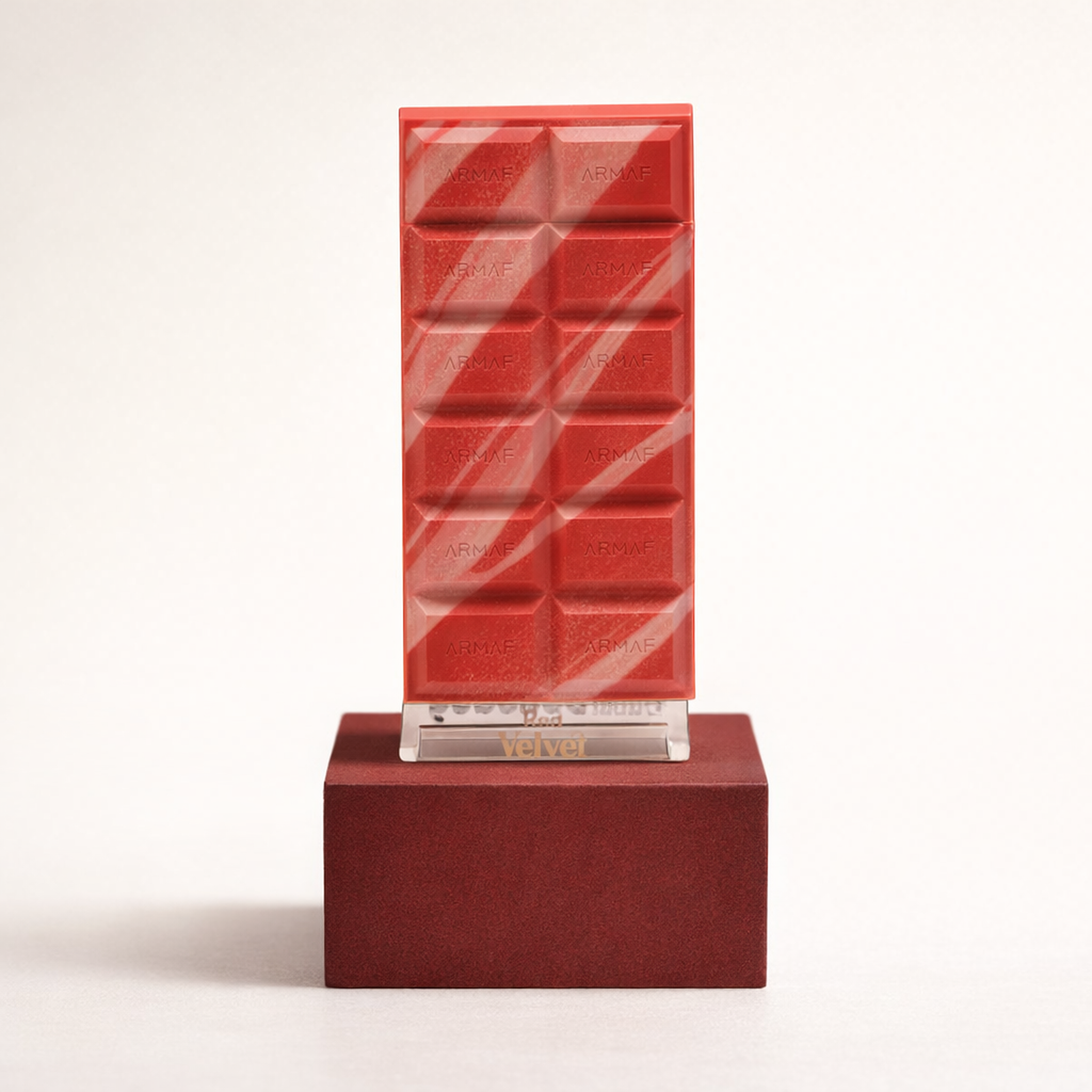Armaf Delights Dubai Delicacy Red Velvet EDP upright pedestal gallery showcase