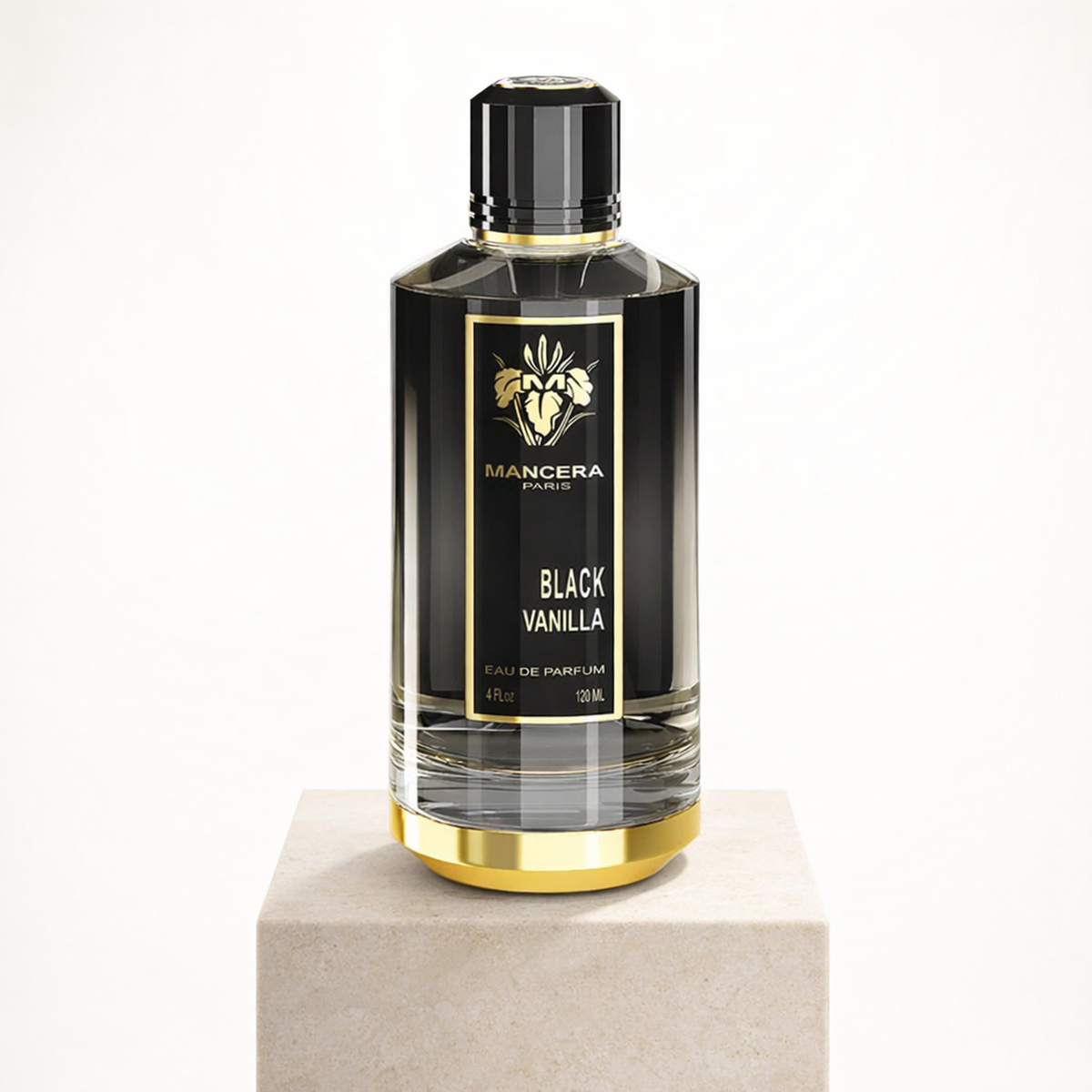 Mancera Black Vanilla EDP upright pedestal gallery showcase