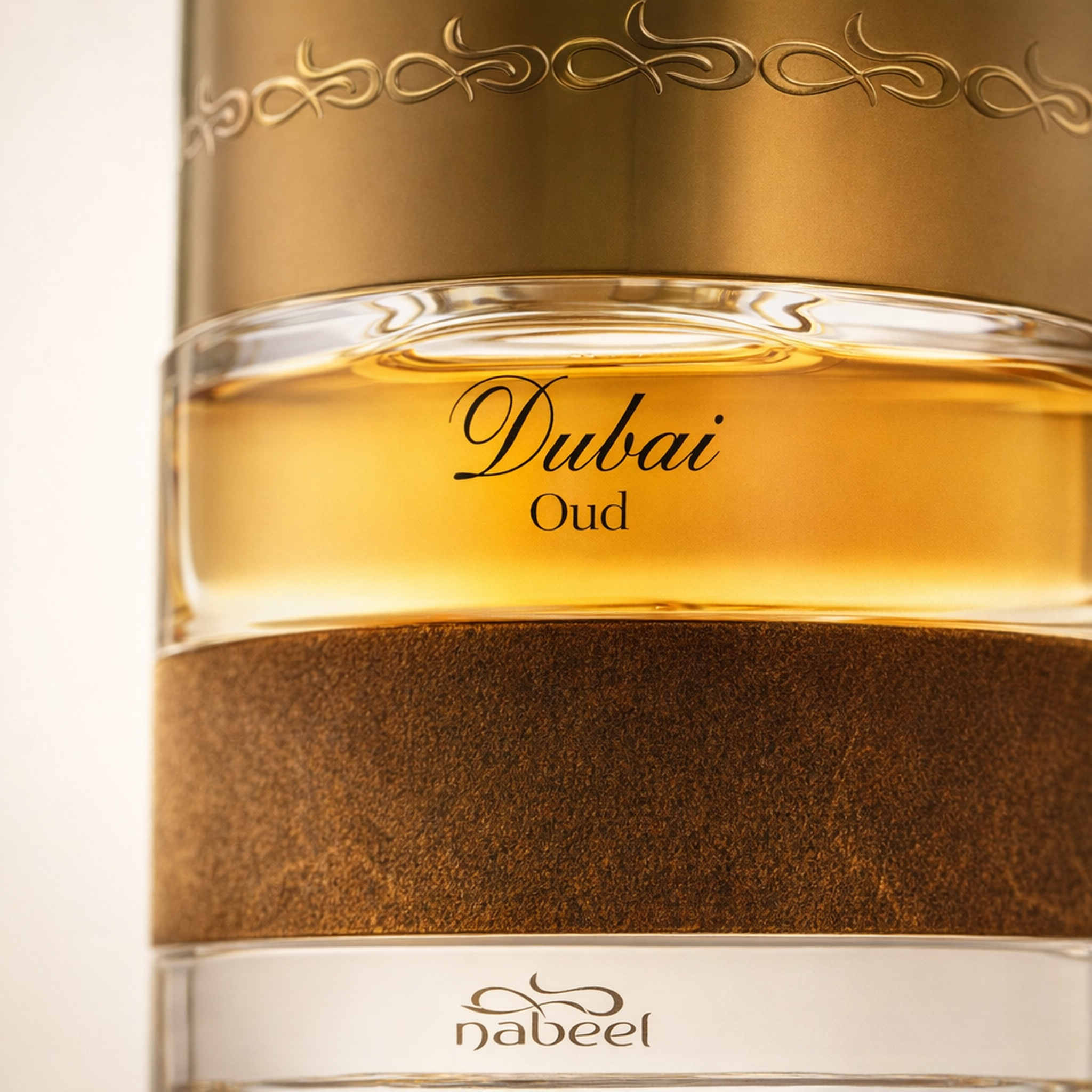 The Spirit of Dubai Oud EDP macro label detail gallery showcase