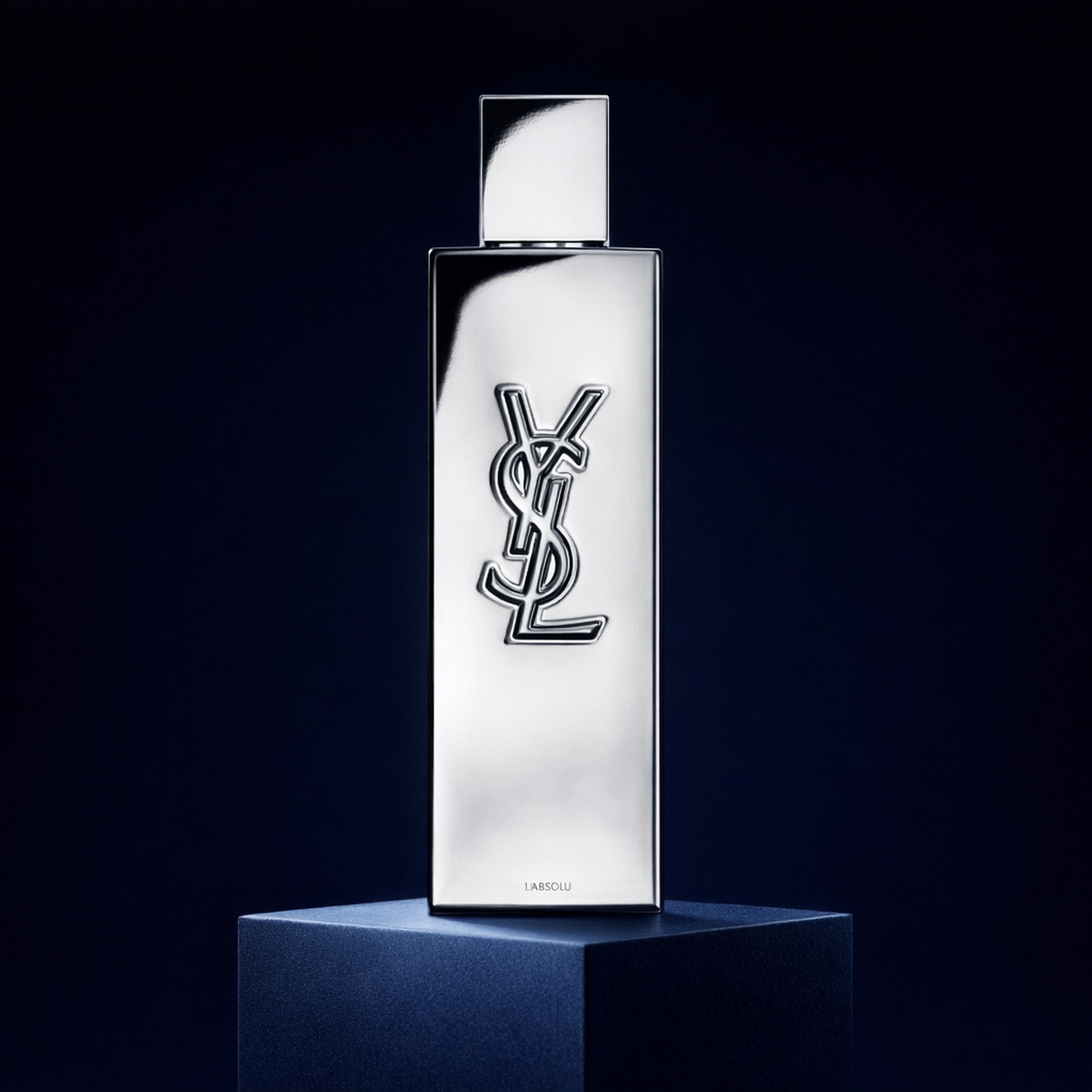 Yves Saint Laurent Myslf L'Absolu Parfum upright pedestal gallery showcase
