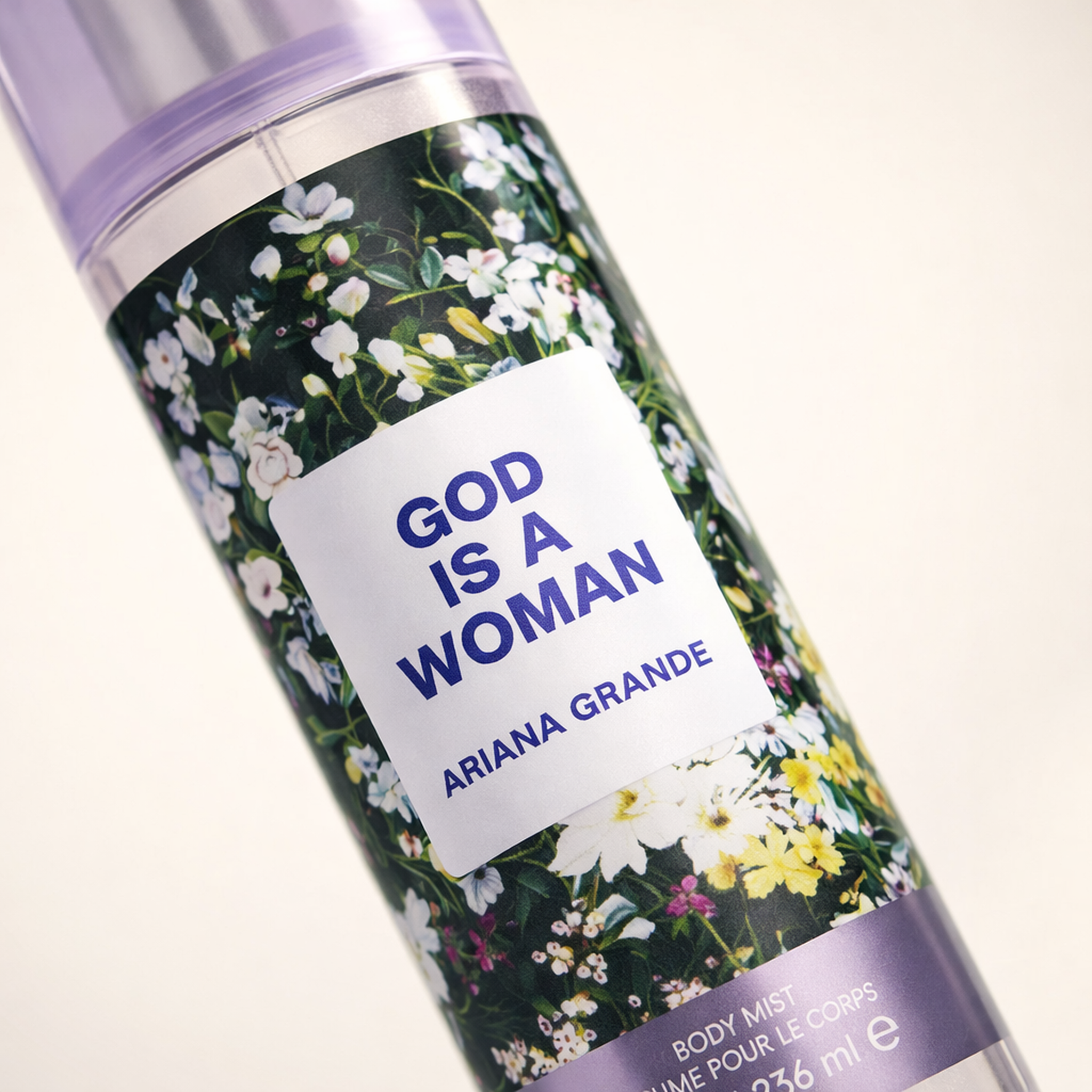 Ariana Grande God Is A Woman Body Mist macro label detail gallery showcase