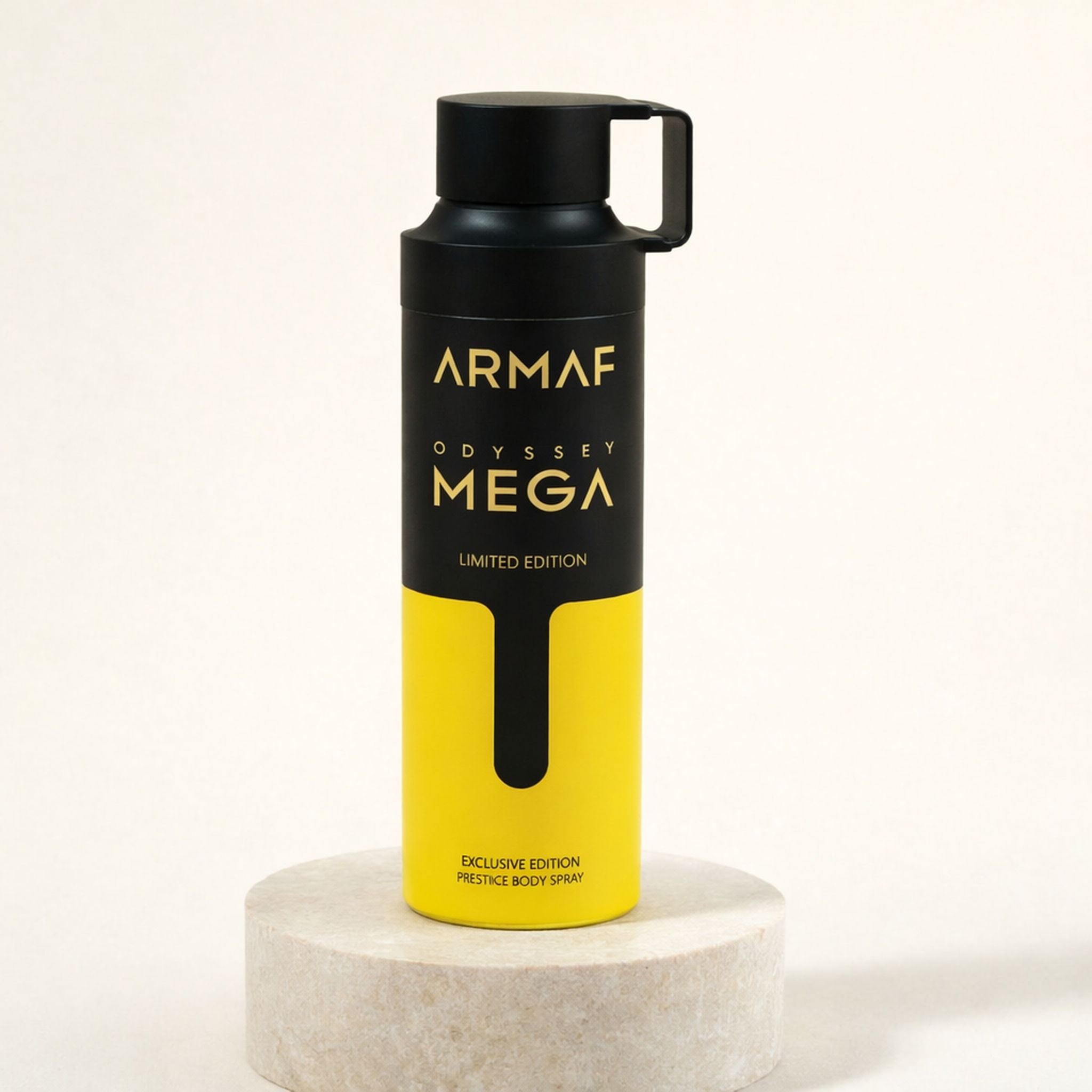 Armaf Odyssey Mega Limited Edition Body Spray upright pedestal gallery showcase