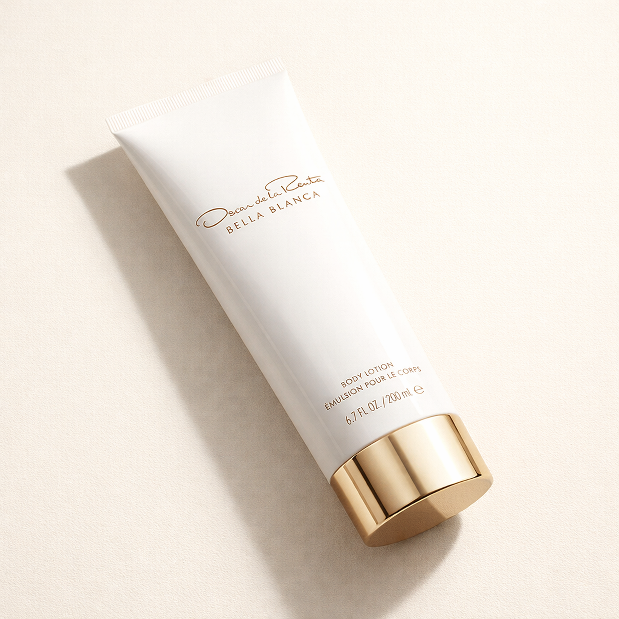 Oscar De La Renta Bella Blanca Body Lotion angled still-life gallery showcase