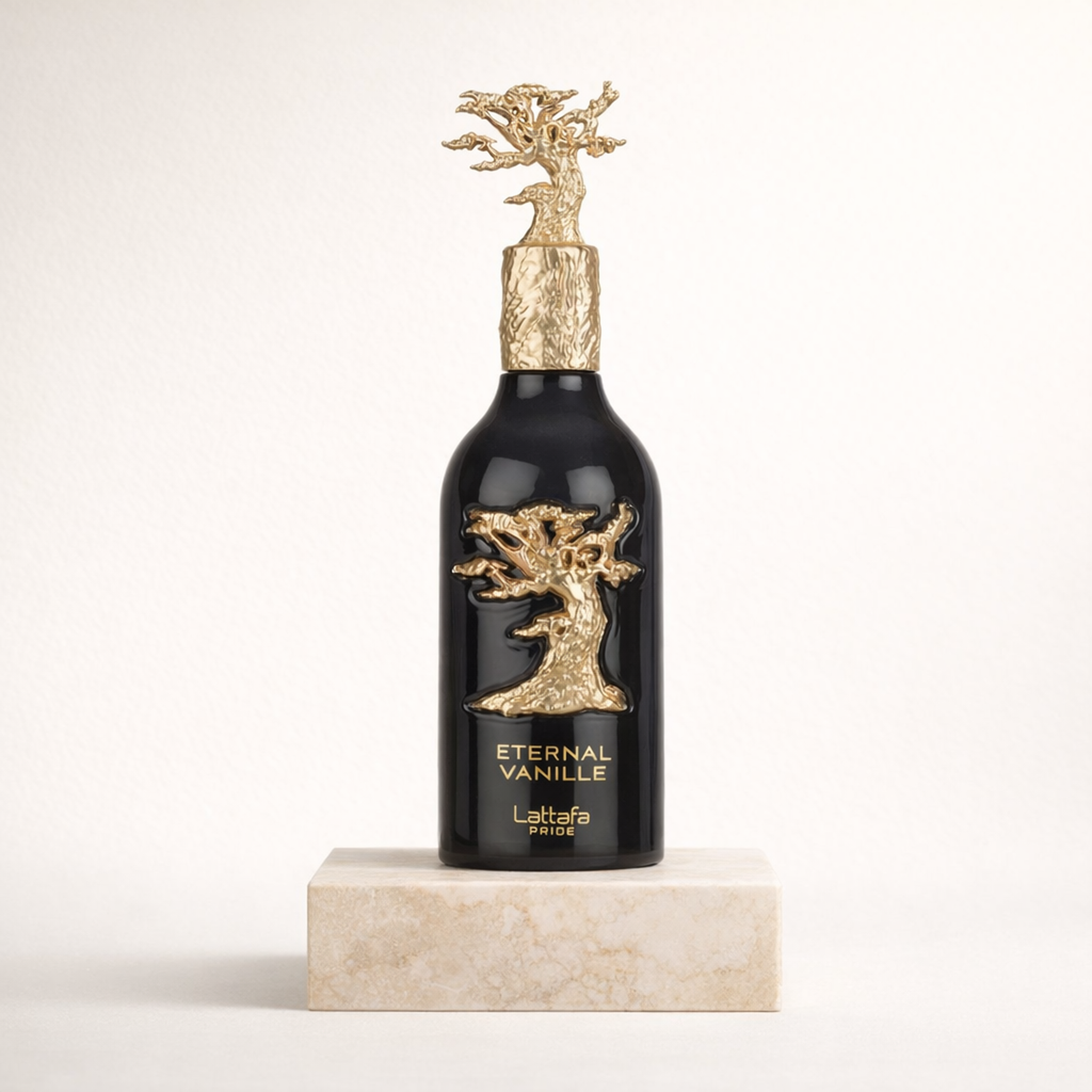 Lattafa Pride Eternal Vanille EDP upright pedestal gallery showcase