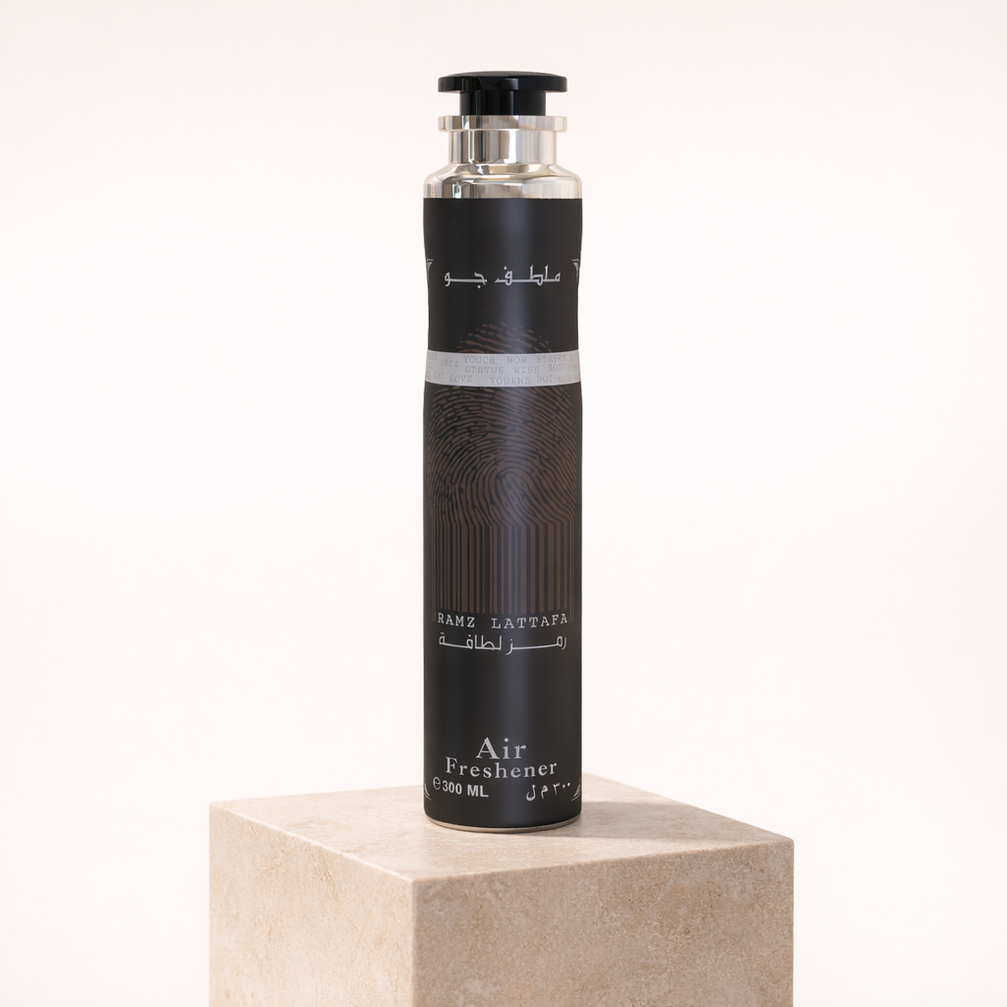 Lattafa Ramz Silver Air Freshener upright pedestal gallery showcase