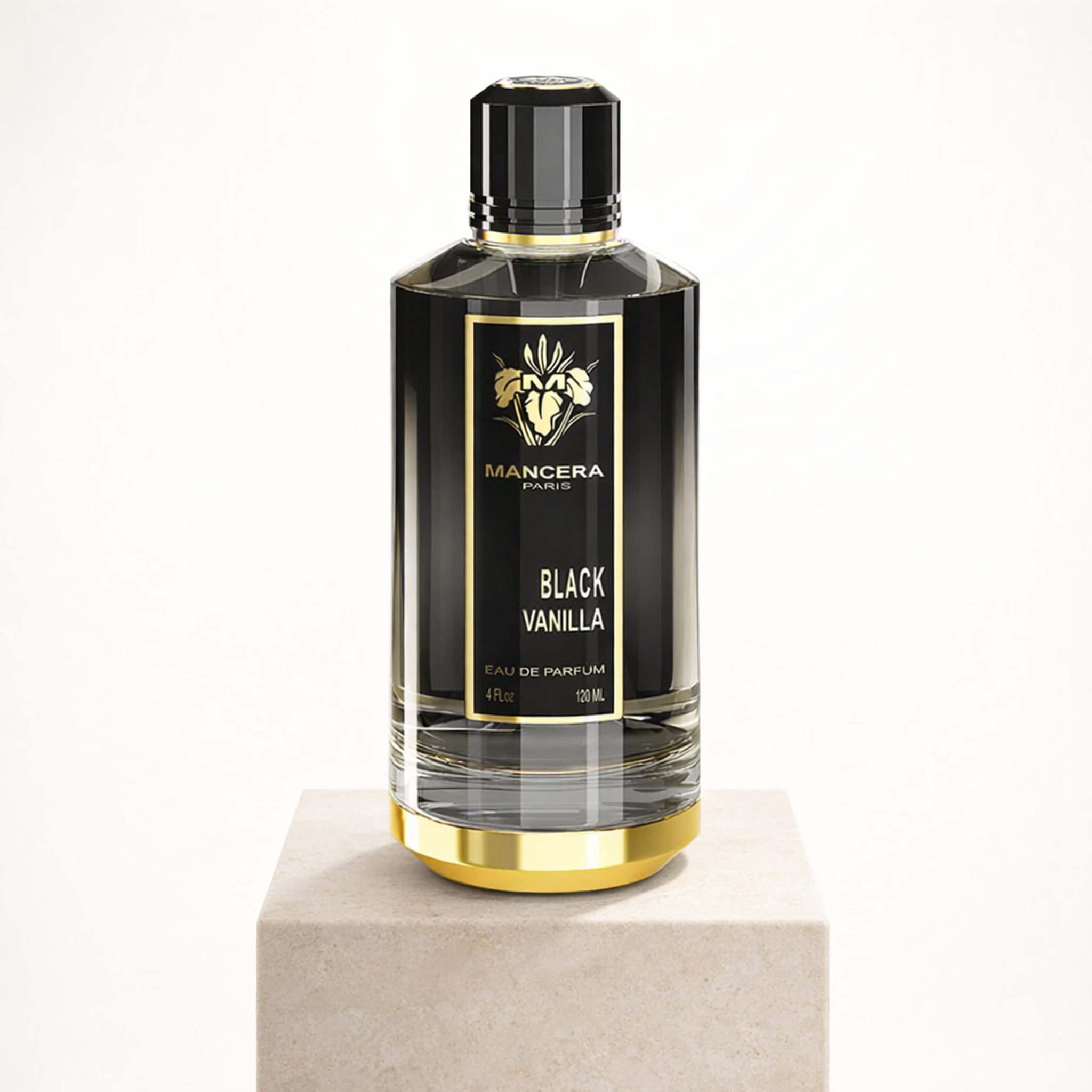 Mancera Black Vanilla EDP upright pedestal gallery showcase