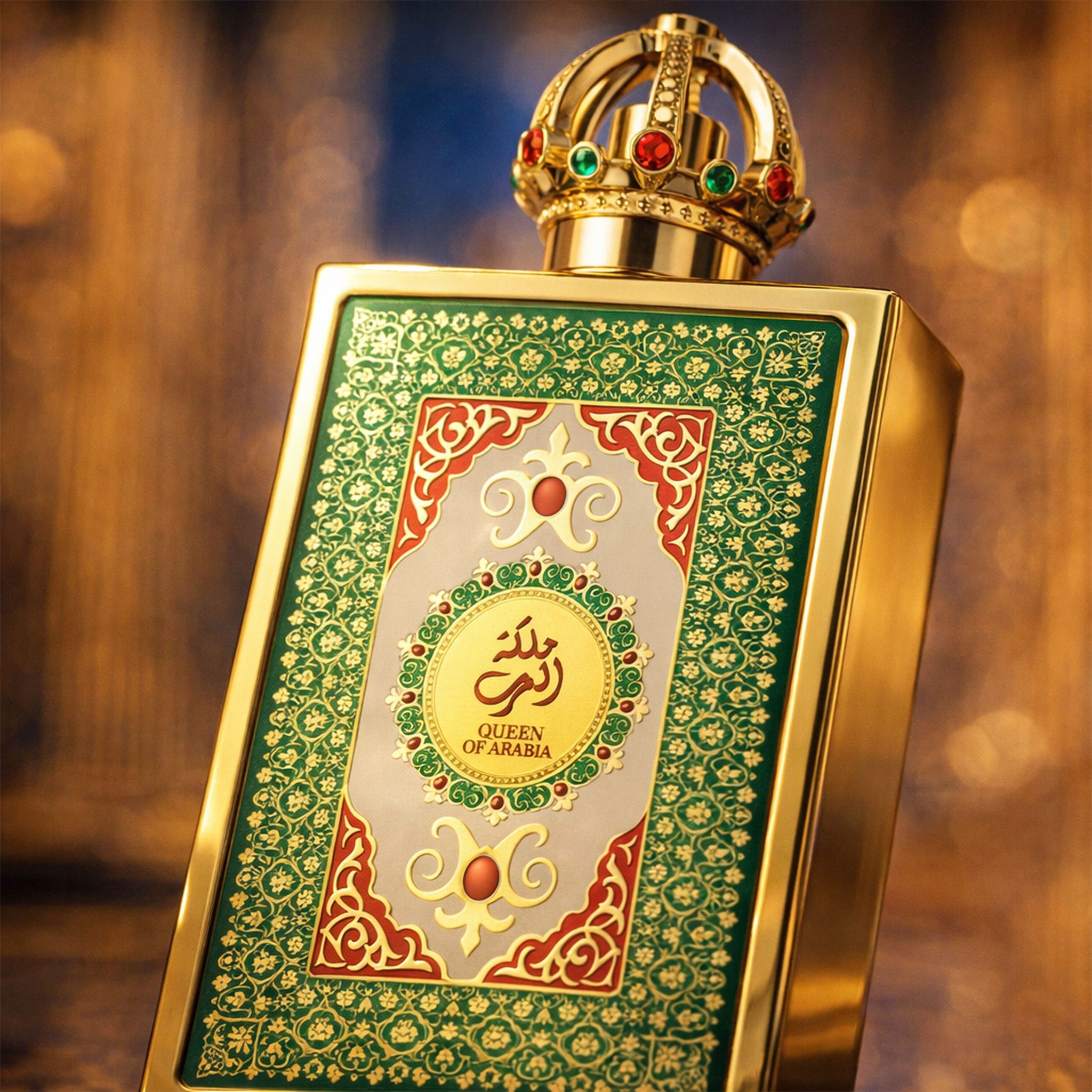 Lattafa Pride Queen of Arabia EDP For Women macro label detail gallery showcase