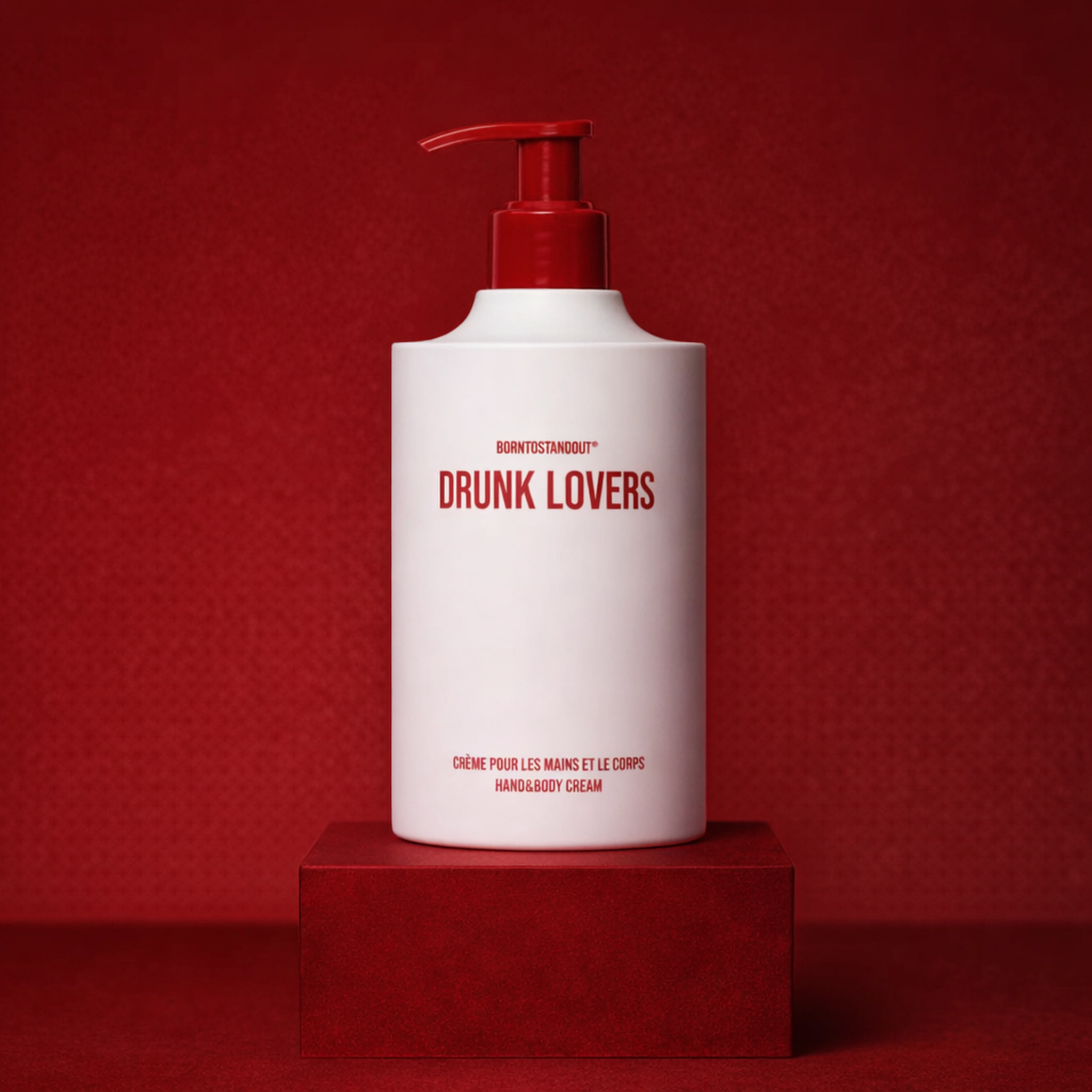 BORNTOSTANDOUT Drunk Lovers Hand & Body Cream upright pedestal gallery showcase