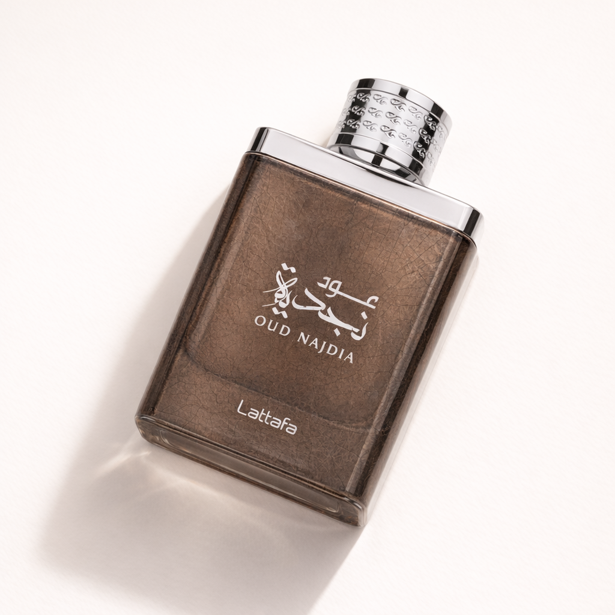 Lattafa Oud Najdia EDP angled still-life gallery showcase