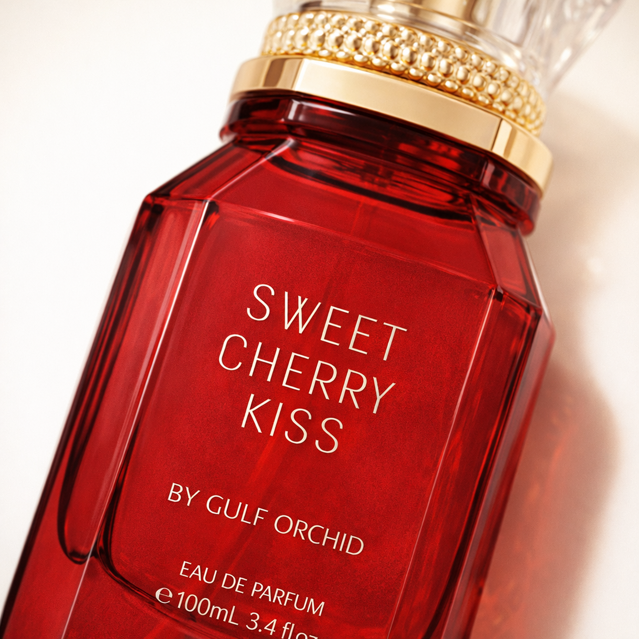 Gulf Orchid Sweet Cherry Kiss EDP macro label detail gallery showcase