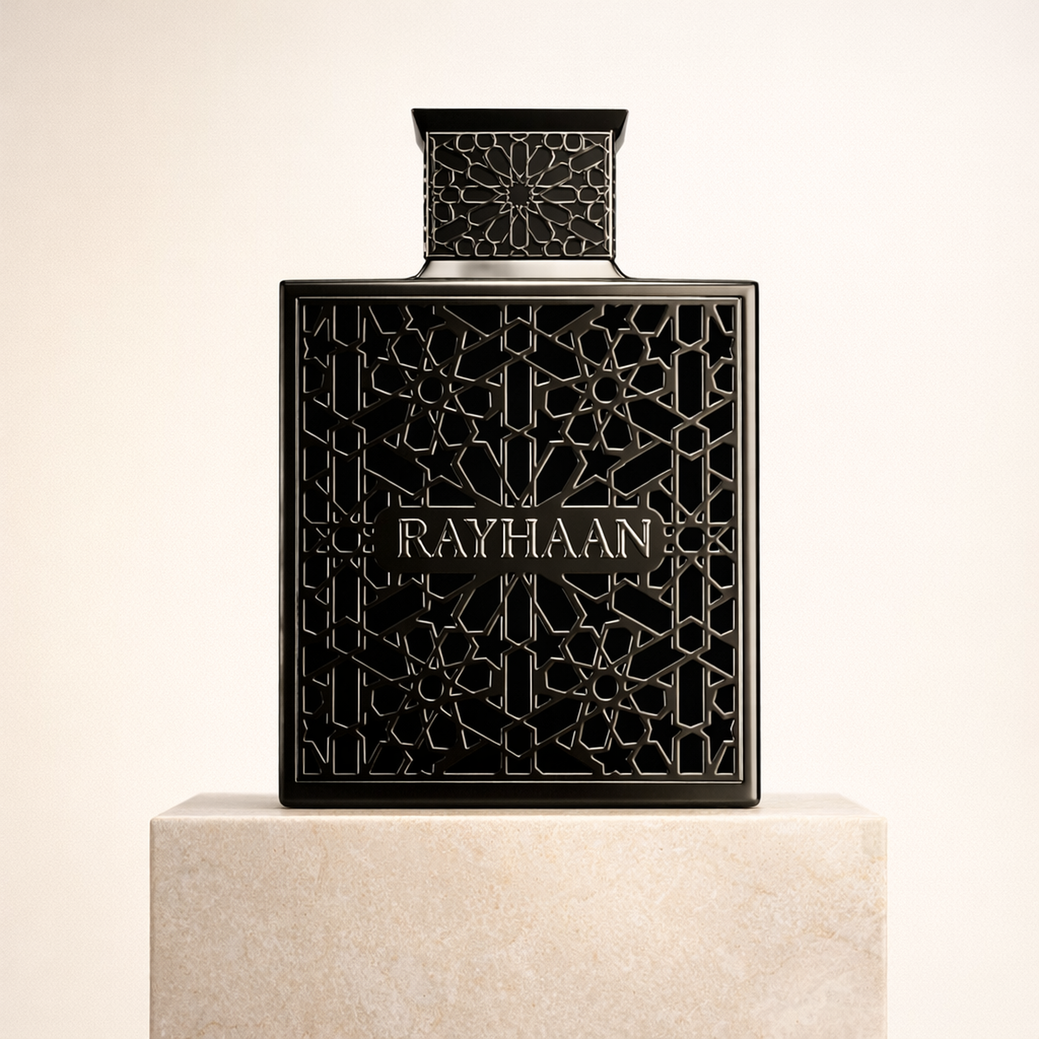 Rayhaan Obsidian EDP upright pedestal gallery showcase